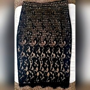 Beautiful Black Lace Fully Lined Pencil Skirt below the knee